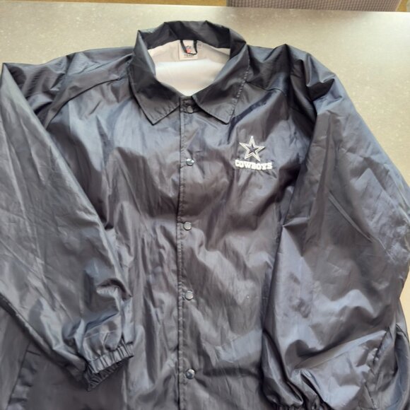 NFL Team Apparel Cowboys Black Coaches Windbreaker Jacket - Size XXXL - Picture 3 of 13